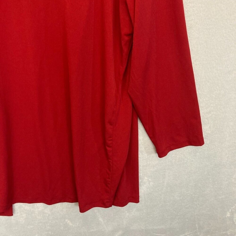 Quacker Factory Slinky Open Front Cardigan Womens 1X Rhinestone Red Long Line XL - Picture 11 of 11